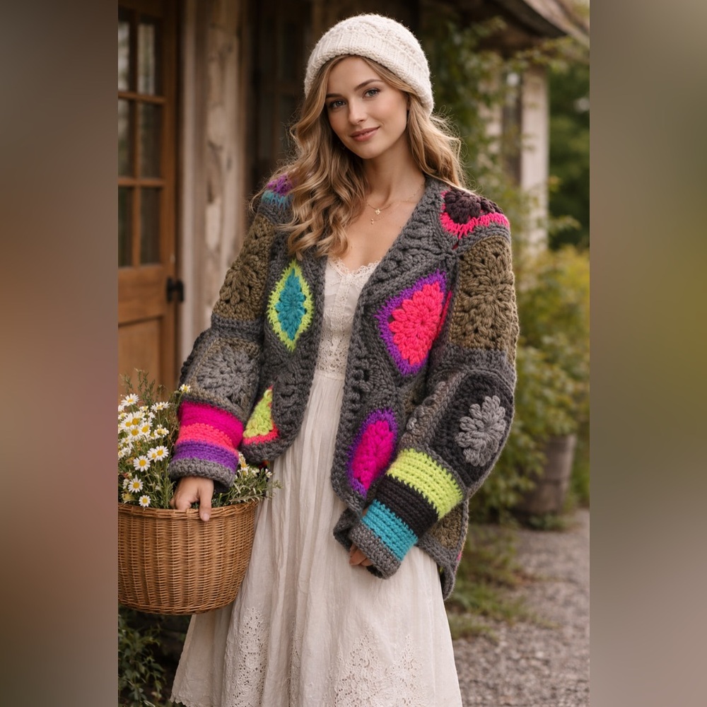 Granny Square Crochet Cardigan